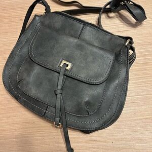 Trendy Charcoal Leather Crossbody Concealed Weapon Bag. NWOT